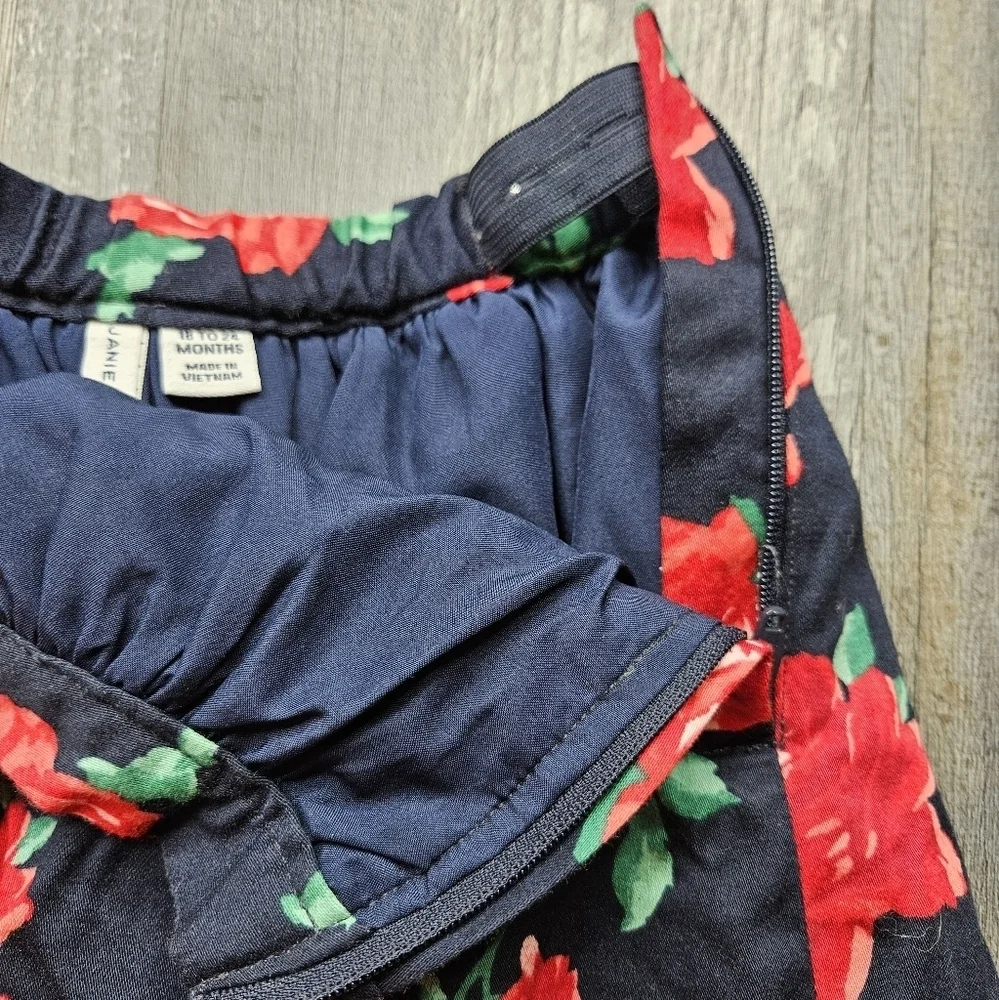 Janie and Jack Girl's 18-24 months Navy Blue Rose Skirt